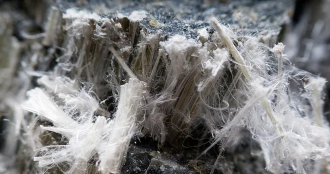 Close-up of asbestos fibers