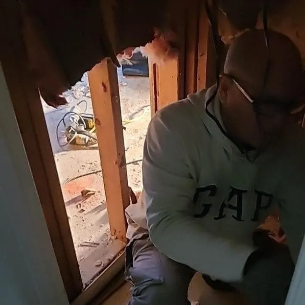 Technician working in a basement