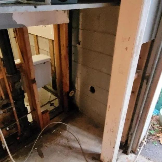 Wall opened for removal