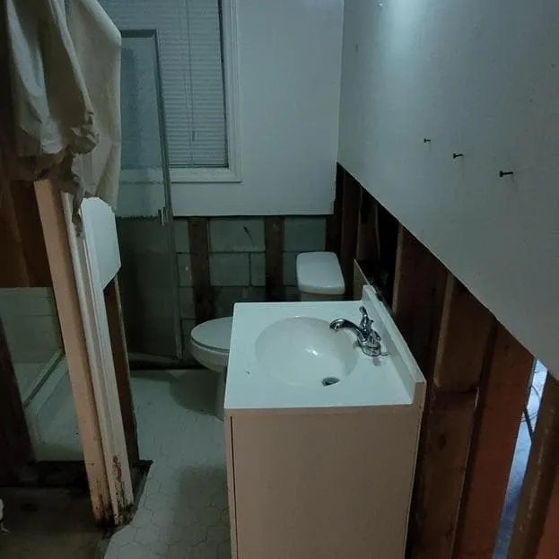 Bathroom with lower walls removed