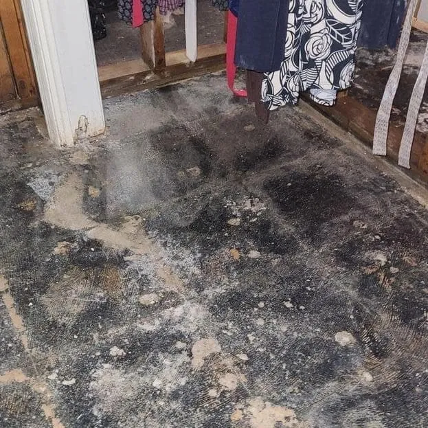 Floor exposed after wet flooring was pulled