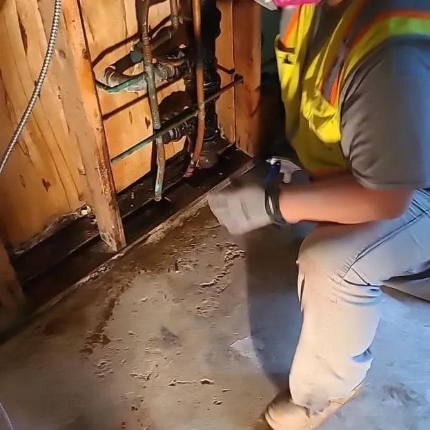 Technician checking framing
